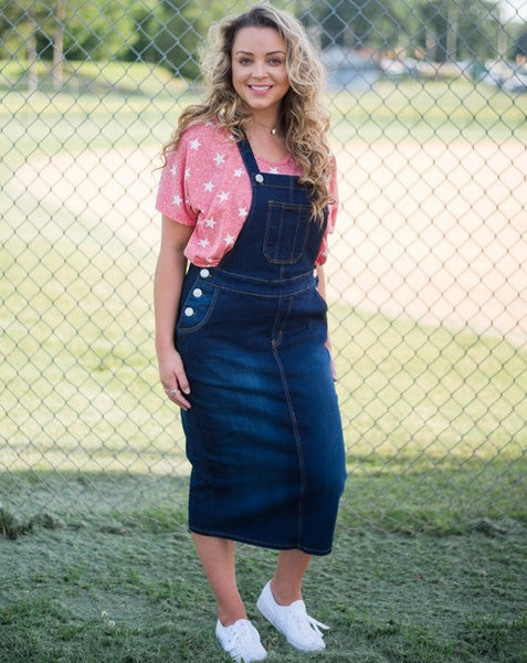 Dark Denim Overall Dress Layla Lael Dark Denim Overall Dress Layla Lael