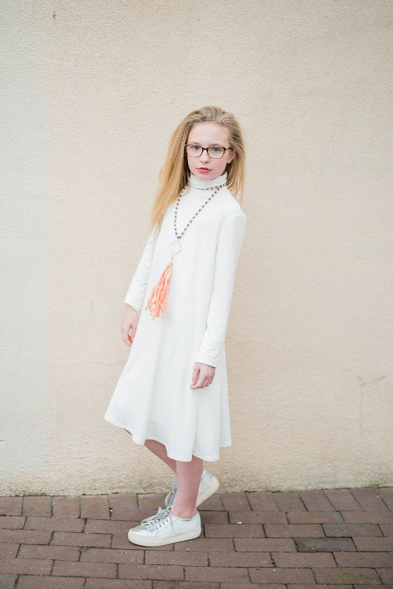 Turtleneck Dress - White