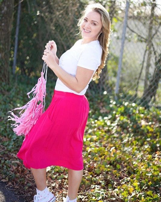 Hot Pink Button Up Skirt