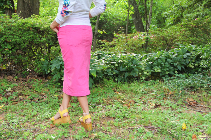 Hot Pink Denim Skirt
