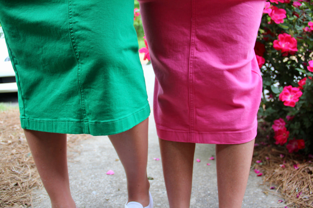 Kelly Green Denim Skirt