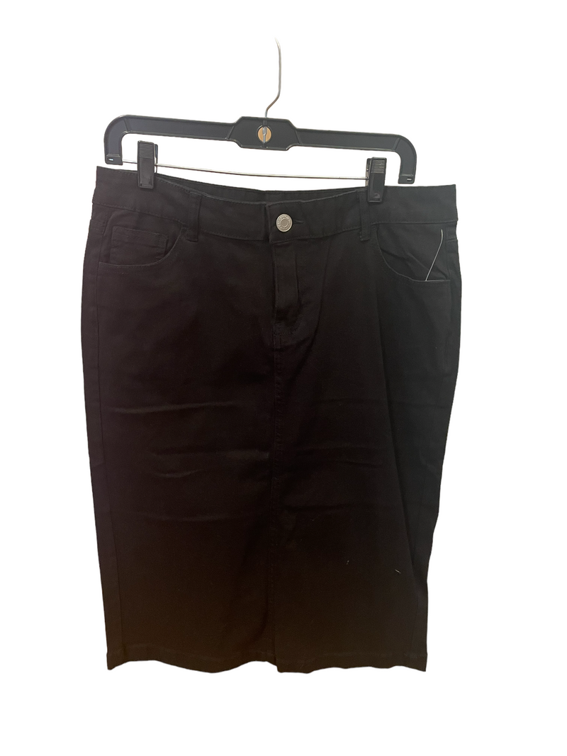 Black Stretchy Denim Style Skirt