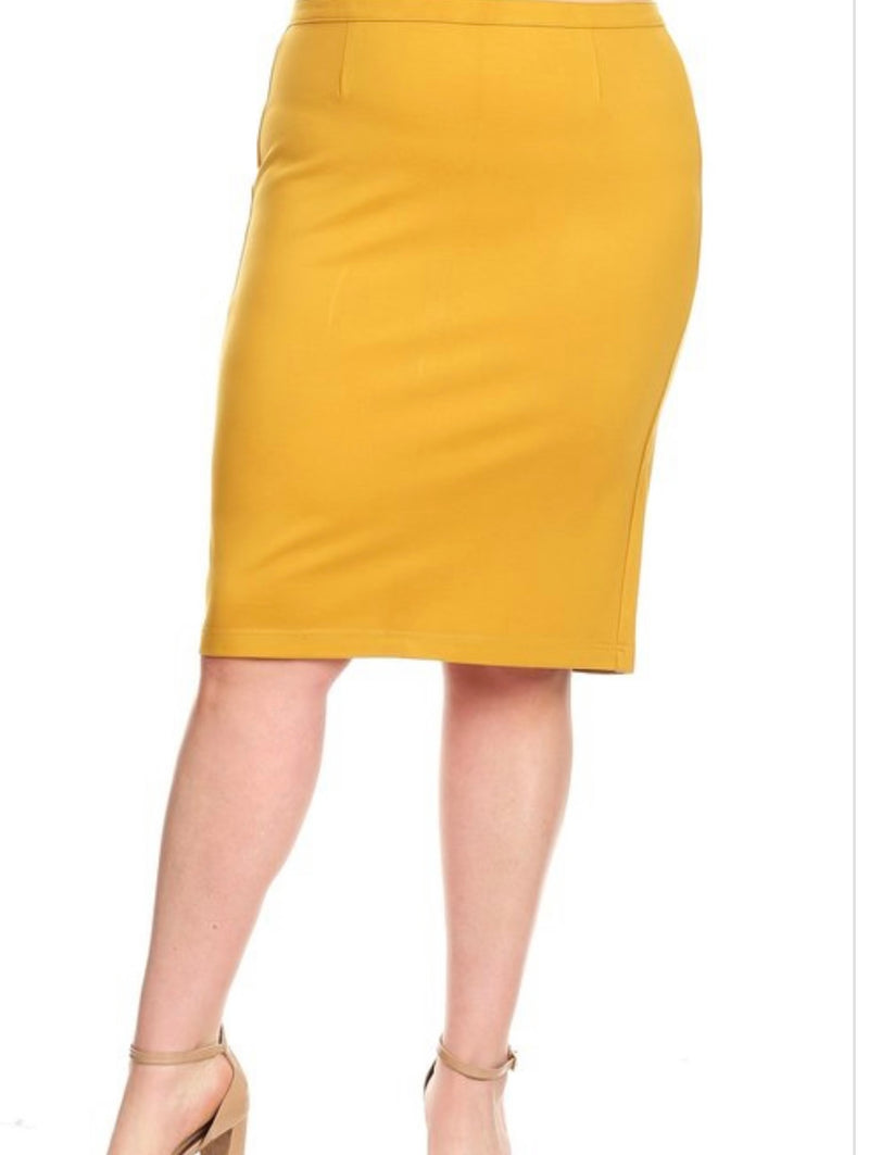 Mustard Stretch Skirt in Plus