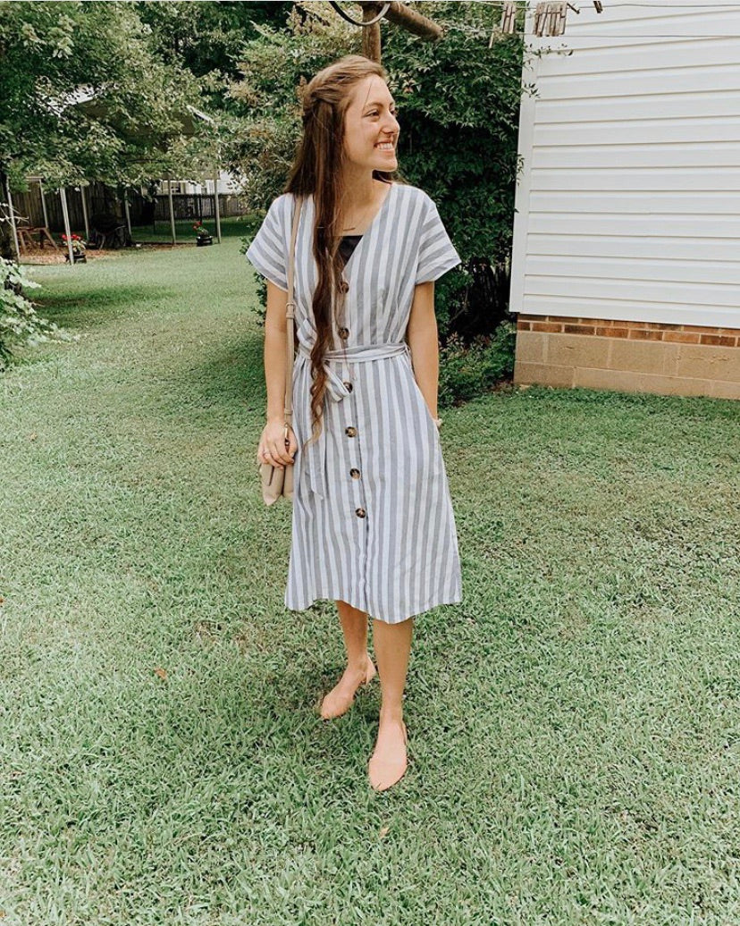 Nautical Stripes Button Up Dress