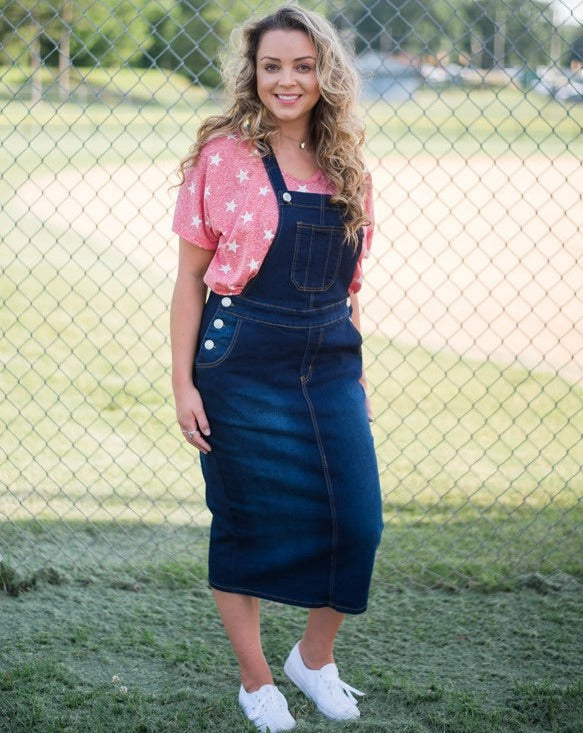 Dark Denim Overall Dress Layla Lael Dark Denim Overall Dress Layla Lael