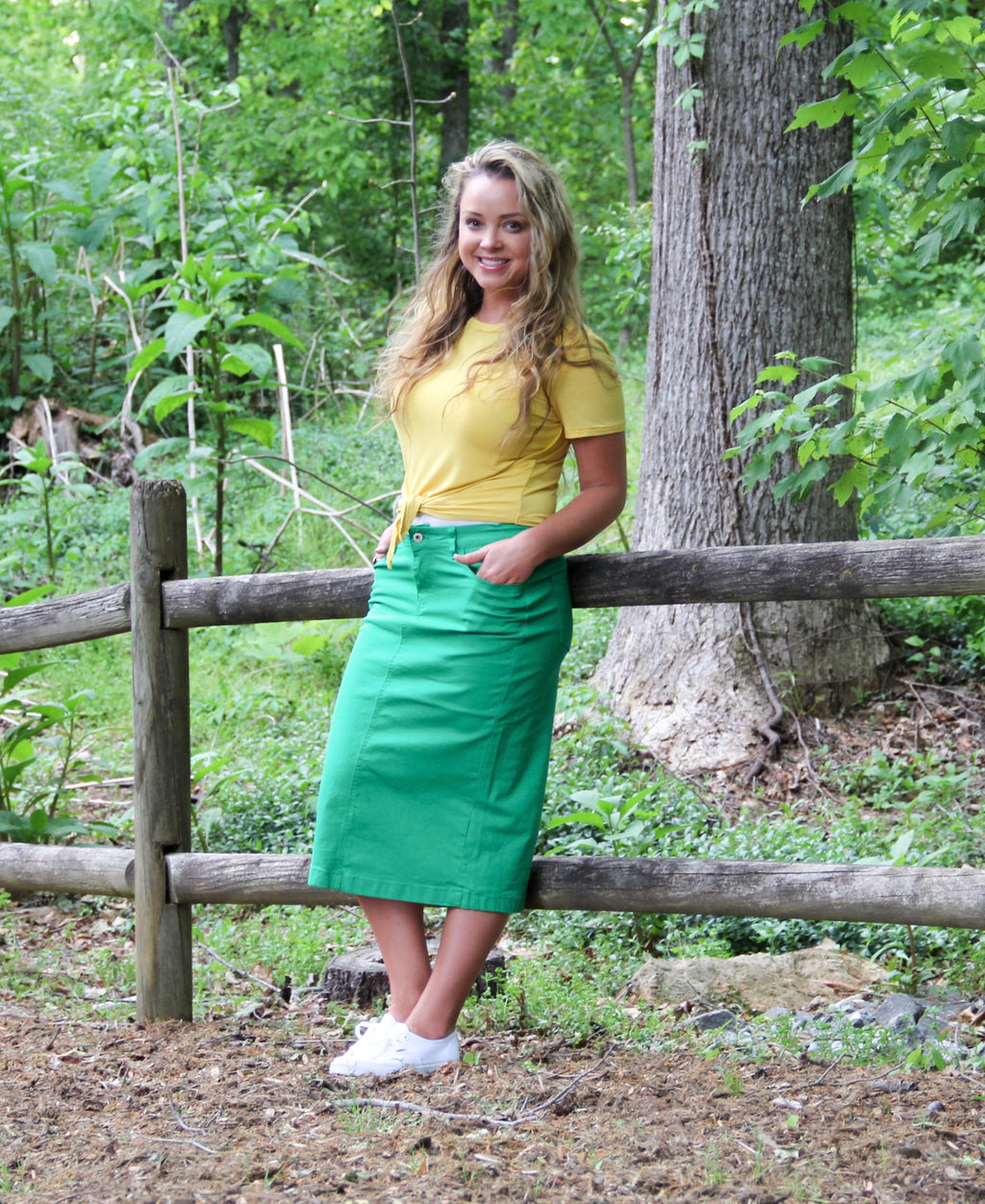 Kelly Green Denim Skirt